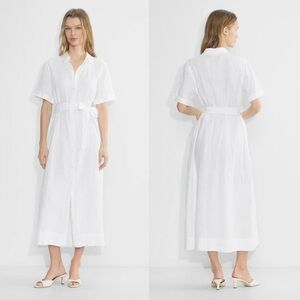 Wilfred White Linen Button-Front Maxi Shirt Dress